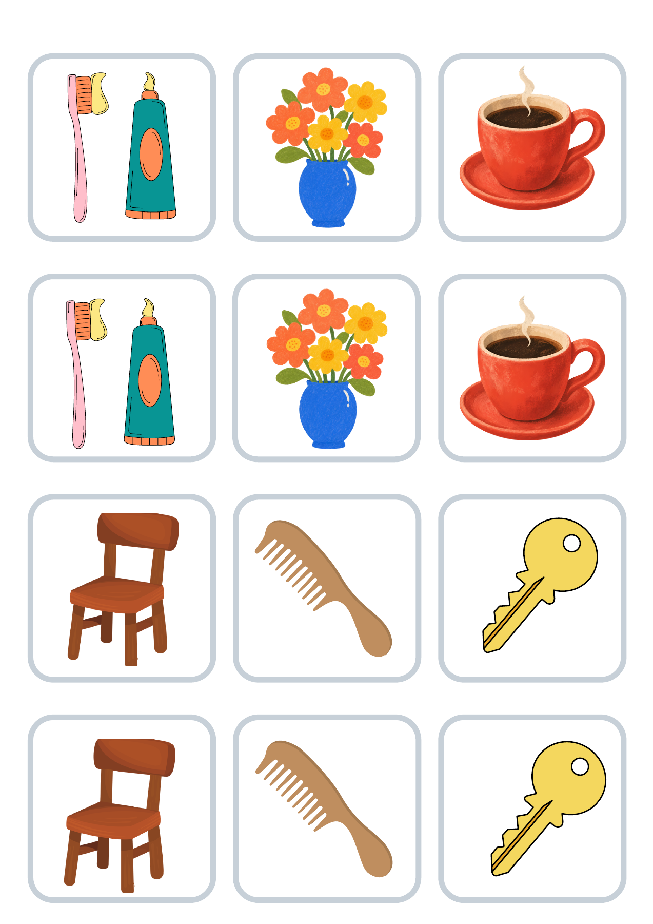 Matching Pairs — printable cognitive game page